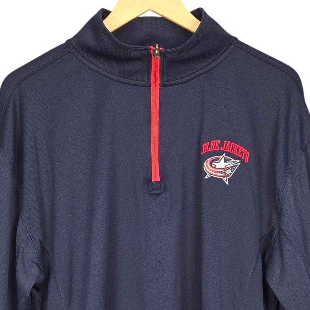 NHL Columbus Blue Jackets 1/4 Zip Pullover Mens Large Blue Long Sleeve Licensed